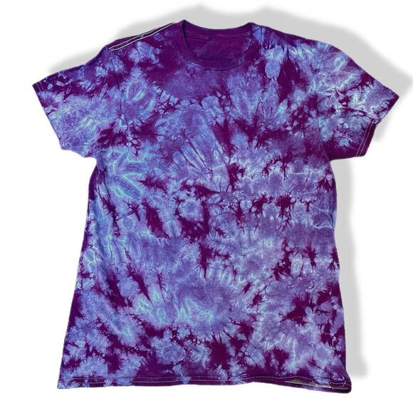 handmade tie dyed unisex tshirt M purple crackle ice frost - Picture 1 of 8